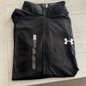 NWT Under Armour 1/4 zip long sleeve shirt black size large